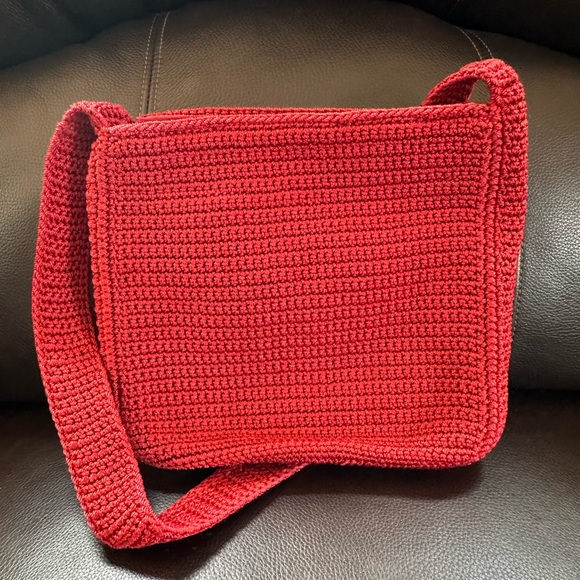 The Sak Crochet Knit Shoulder Crossbody Bag Crimson Red EUC 90s Y2K Style - Picture 2 of 8